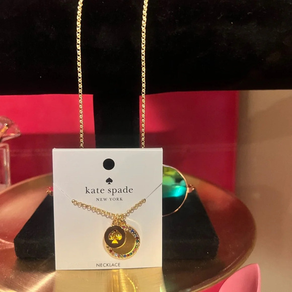 Kate Spade NWT Pave’ Multicolor Pendant & Chain $89 Retail - Picture 2 of 6